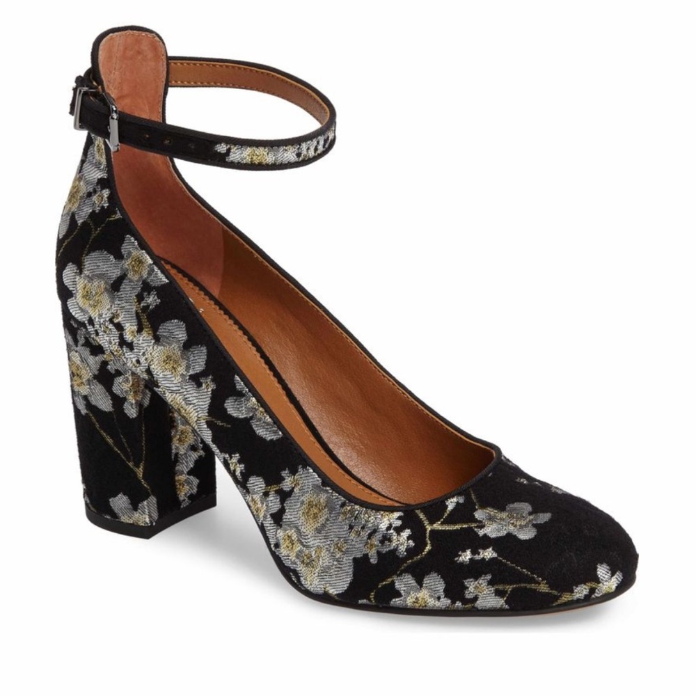 Black Floral Heels